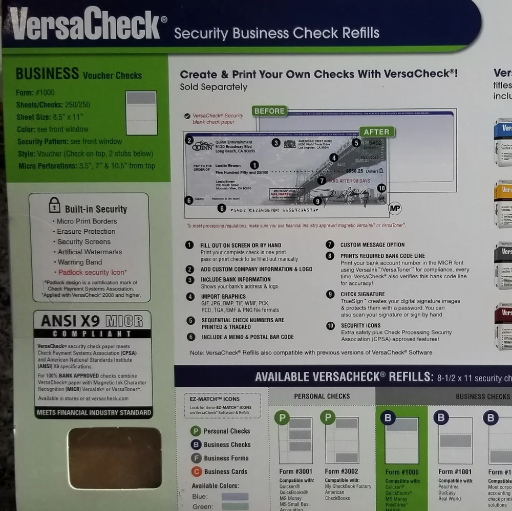 Versacheck Security Business Check Refil(open box)